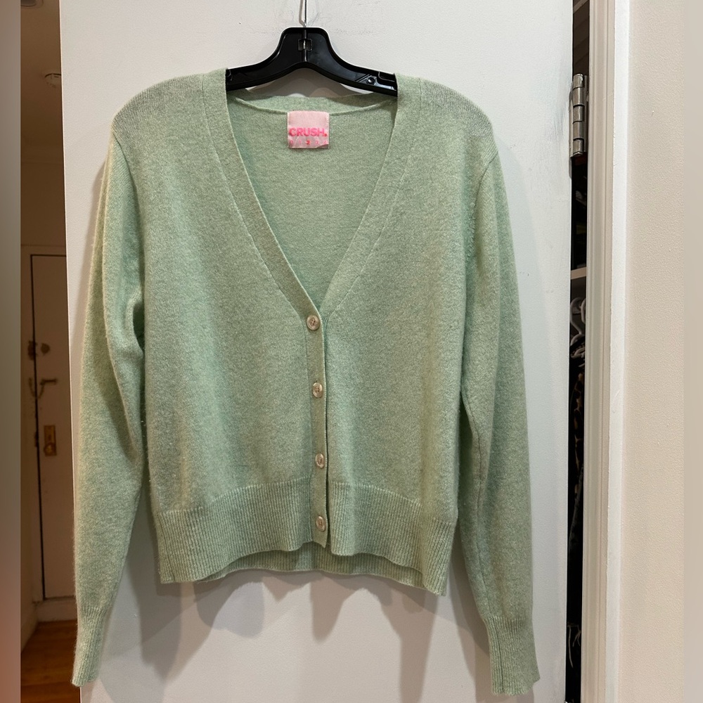 Crush 100% Cashmere Cardigan in Seafoam Green